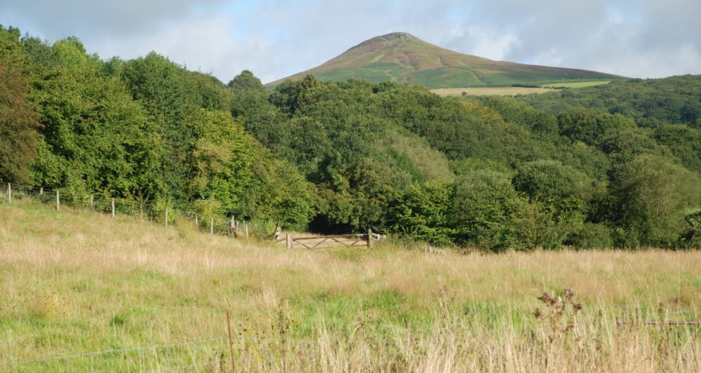 The view up to Sugar Loaf from our holiday cottages in the Brecon Beacons